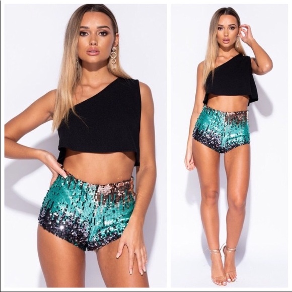 high waisted sequin hot pants